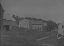 SA0403 - Photo shows buildings at Shirley, Mass., people, and a horse and buggy.